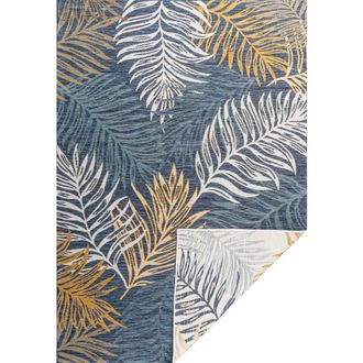 Jonathan Y Designs Calypso Coastal Casual Palm Frond Reversible Machine-Washable Indoor/Outdoor Area Rug in Cream/navy at Nordstrom, Size 5Ft 0In X 8Ft 0In