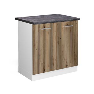 Vicco Armario Bajo Para Fregadero R-line, Roble Artesanal, 80 Cm, Et Antracita
