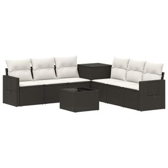 vidaXL Juego De Sof&aacute; 8 Uds. Negro Y Blanco Crema Vidaxl