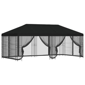 vidaXL Gazebo Con Paredes Laterales 6 X 3 M Negro Poli&eacute;ster Y Acero Vidaxl