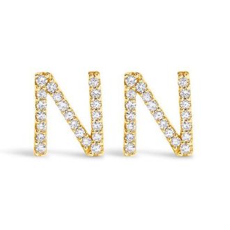 House of Brilliance 10K Gold 1/10 Cttw Diamond Initial A to Z Stud Earring in Yellow Gold | N at Nordstrom