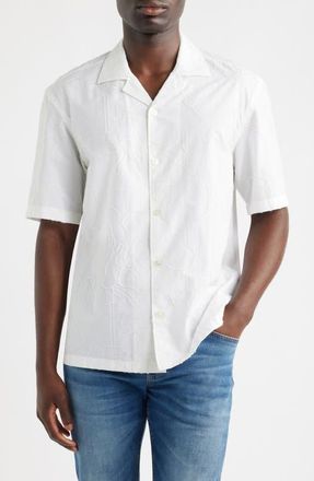 BOSS C-Lars Relaxed Fit Camp Shirt in White at Nordstrom, Size Xx-Large
