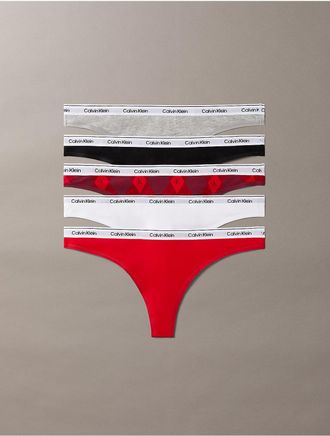 Calvin Klein Womens Icon Logo 5-Pack Thong - Multi - XL