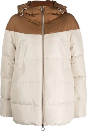 Eleventy Nylon Jas met Capuchon - Dames - Winterjassen - Beige - M - Nylon - Jassen