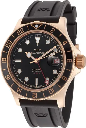 Glycine Combat Sub Sport 42 Gmt Black Dial Mens Watch GL0320