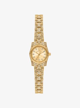 Michael Kors Micro Lexington Pav&eacute; Gold-Tone Watch