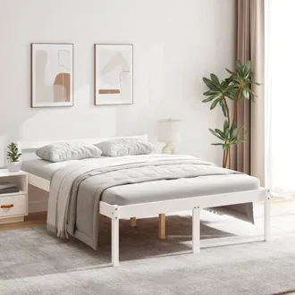 vidaXL Cama Senior Sin Colch&oacute;n Madera Maciza De Pino Blanco 140x200 Cm Vidaxl