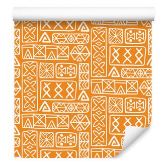 OEM Carta Da Parati Con Motivo Geometrico Polinesiano, Color Crema E Oro, 50x1000 Cm
