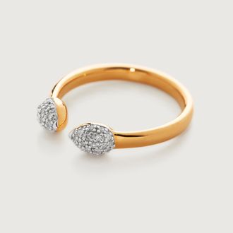 Monica Vinader Gold Fiji Bud Stacking Diamond Ring Diamond