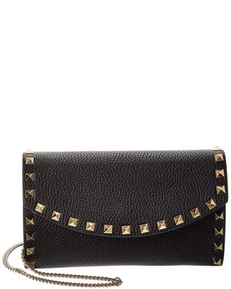 Valentino Rockstud Mini Grainy Leather Wallet On Chain