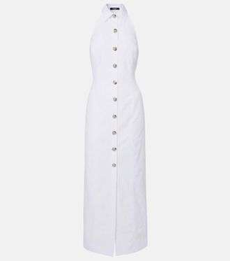 Balmain Open-back buttoned poplin shirt dress