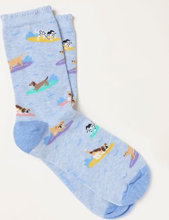 Fat Face FatFace Light Blue Surfing Dog Socks