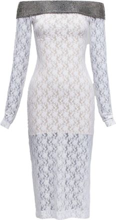 Christopher Kane crystal off shoulder lace dress