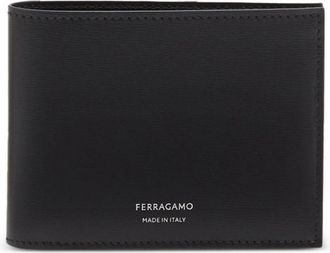 Ferragamo bi-fold leather wallet - men - CALFSKIN/CALFSKIN/Fabric - One Size - Black