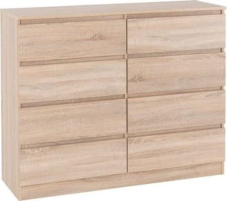 Seconique Malvern 8 Drawer Chest - L40 x W121.5 x H100 cm - Sonoma Oak Effect