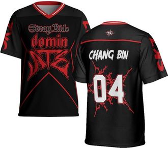 Generic SKZ Dominate World Tour 2025 Jersey SKZ World Tour 2025 Football Jersey Tee Unisex Harajuku Tops (Black-04,XL)