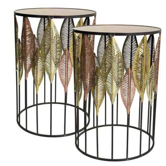 Wanderlust Deco Set 2 Mesas Auxiliares De Metal Doradas