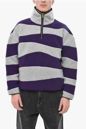 BONSAI Fleece Oversized Sweatshirt With Awning Pattern size S