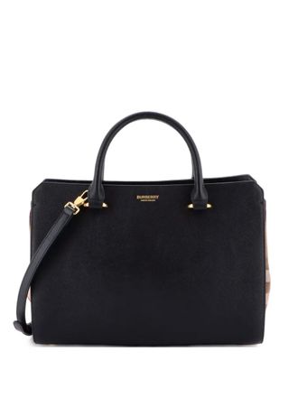 Burberry Banwell Leather and House Check Canvas Small tote bag - Black