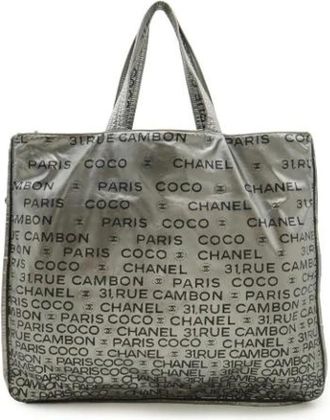 Chanel Pre-owned Tote Bags, female, Gray, Size: ONE SIZE Pre-owned Vintage Nylon Tote Bag