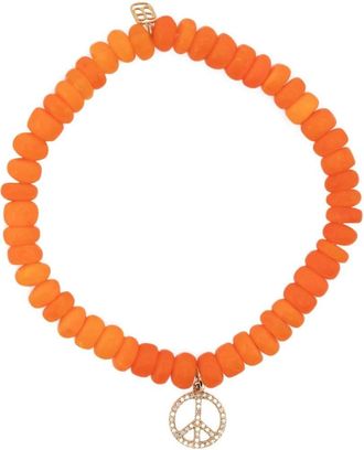 Sydney Evan 14kt yellow gold opal charm bracelet - women - Plastic - One Size - Orange