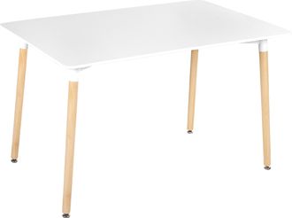 Beliani Mesa De Comedor Blanco Madera Clara 120 X 80 Cm Patas Madera De Haya Newberry