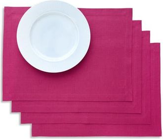 Solino Home Linen Placemats Set of 4, 14 x 19 Inch for Dining Table, Holiday and Everyday Table Decor - Diana in Festive Fuchsia at Nordstrom, Size