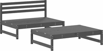 vidaXL Juego De Muebles De Jard&iacute;n 2 Piezas Madera Maciza De Pino Gris Vidaxl