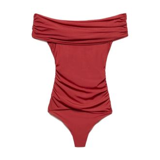 Aniye By Off-the-Shoulder Ruched Bodysuit - Dames - Tops - Rood - Maat: XS