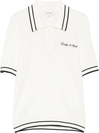 Sporty & Rich Cable Knit Polo - Dames - Polos - Wit - M - Tops