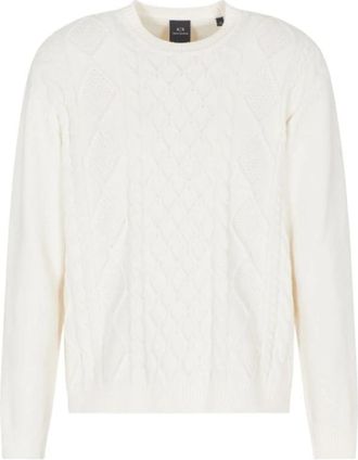 A|X Armani Exchange Trui met textuur en ronde hals - Heren - Ronde hals truien - Wit - M - Truien & Vesten