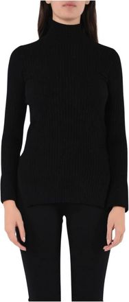 Akep Geribbelde Coltrui - Dames - Coltruien - Zwart - M - Polyester - Truien & Vesten