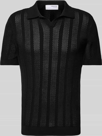 Selected Poloshirt in Strick-Optik Modell WELLS in Black, Gr&ouml;&szlig;e S
