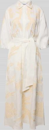 Marella Leinenkleid mit Stitching-Details Modell NOTA in Offwhite, Gr&ouml;&szlig;e 40