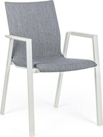 BIZZOTTO Bizzotto - Silla De Exterior De Aluminio Blanco Con Coj&iacute;n Gris Oscuro Odeon 55,5x60 H83 Cm