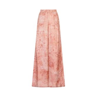 Max Mara Wide Trousers, female, Pink, Size: XS Zirlo Printed Silk Twill Wide Trousers