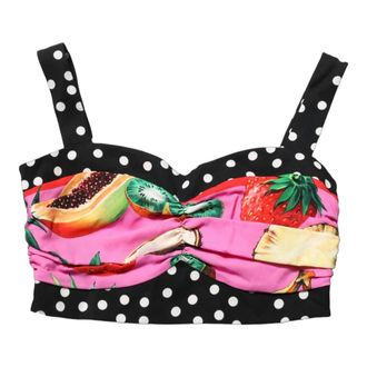 Dolce & Gabbana Sleeveless Tops, female, Multicolor, Size: 3XS Cropped Bustier Corset Top