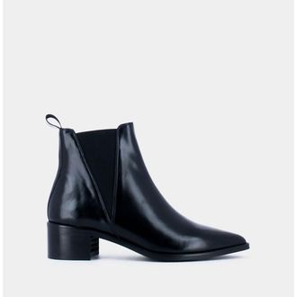 Jonak Chelsea leren boots met scherpe top Anoki