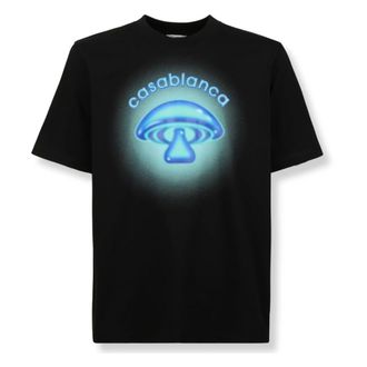 Casablanca T-Shirts, male, Black, Size: 2XL Airbrush Mushroom T-Shirt
