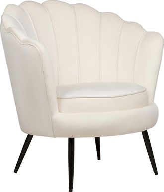Beliani Beliani - Sill&oacute;n Retro De Terciopelo Patas De Metal Negro Forma Novedosa Blanco Crema Lovikka