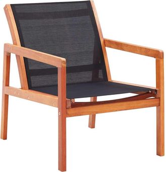 vidaXL Silla De Jard&iacute;n Madera Maciza De Eucalipto Y Textilene Negro Vidaxl
