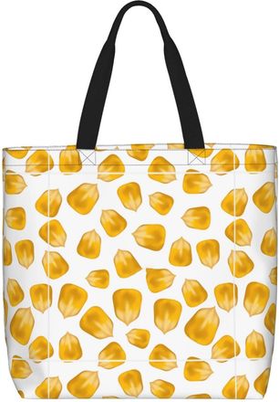 Generic Women Handbag Fresh Ripe Corn Cobs Pattern Ladies Shopping Shoulder Bag Retro Reusable Shopping Bags, For Daily, School, Holiday, Work, Wedding