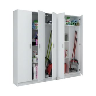 Dmora Armario Multiusos Grande Codigoro, Modular, 7 Estantes, 5 Puertas, 182x180h Cm Blanco