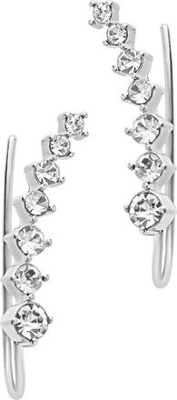 Sterling Forever Graduated CZ Crawler Earrings-Rose Gold