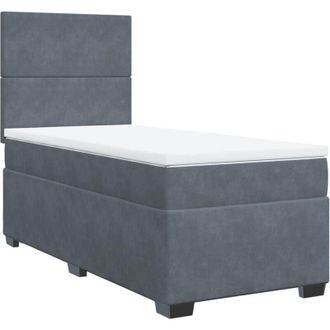 vidaXL Vidaxl - Cama Box Spring Con Colch&oacute;n Terciopelo Gris Oscuro 80x200 Cm