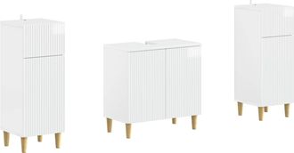 vidaXL Juego De Gabinete De Ba&ntilde;o De 2 Piezas Arnhem Blanco Brillante Vidaxl