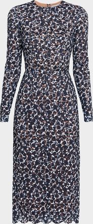 Michael Kors Long-Sleeve Lace Midi Sheath Dress