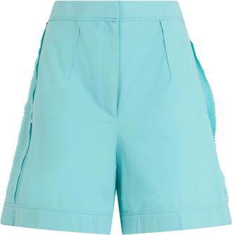 Moschino Shorts met hoge taille - Dames - Korte Broeken - Blauw - M - Katoen - Korte Broeken