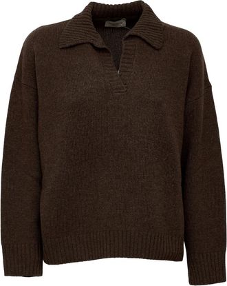 Max Mara Open Polo V-neck Breiwerk - Dames - V-hals truien - Bruin - M - Wol - Truien & Vesten