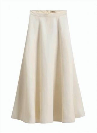 Woolrich Long Linen Blend Front Pleated Skirt